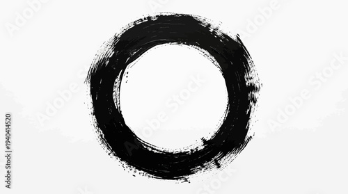 Abstract black brushstroke forming an open circle on a white background, symbolizing emptiness