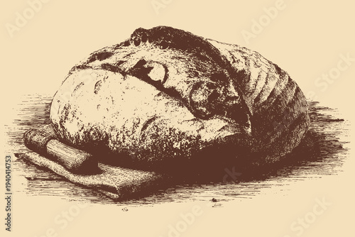 Sourdough bread illustration in a vintage style. This vector illustration can be used in any size you like for advertising, logos, and other work.
