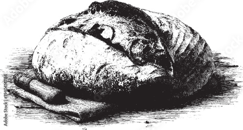 Sourdough bread illustration on a white background. This vector illustration can be used in any size you like for advertising, logos, and other work.