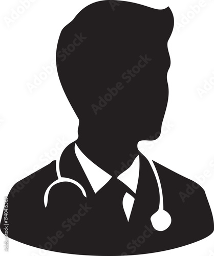 Professional doctor silhouette with stethoscope