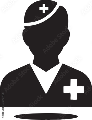 An anonymous businessman and woman stand as candidate challengers near a black silhouette of a man with a cross symbol illustration