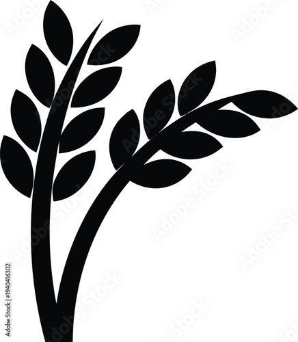 rice plant silhouette vector illustration on transparent background