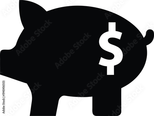 pig silhouette vector illustration on transparent background