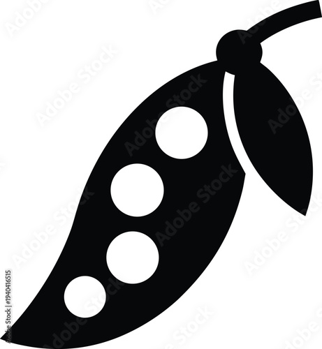 pea pod silhouette vector illustration on transparent background