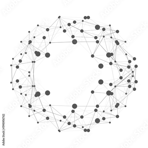 Abstract digital network illustration of interconnected nodes and lines forming a complex, global technology and communication system. Perfect for science, data, and modern business concepts.