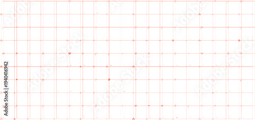 Subtle red grid pattern with faint geometric symbols including hearts, squares, and dots. Abstract and minimalist design ideal for backgrounds, textiles, and web applications.