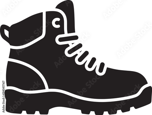 High quality illustration of a hiking boot with white outlines