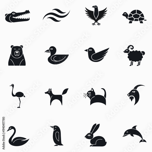 Flat Animal Icons Set