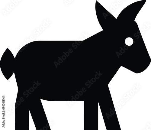 donkey silhouette vector illustration on transparent background