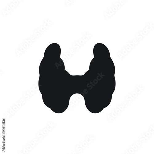 Human Thyroid Gland Anatomy Silhouette Vector - Endocrine System Medical Organ Icon