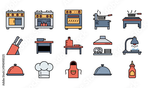 Kitchenware and Cooking Tools Icon Set