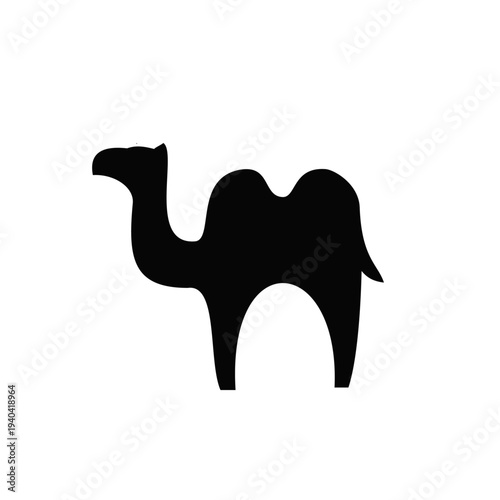 Black Camel Silhouette Graphic Isolated on White Background
