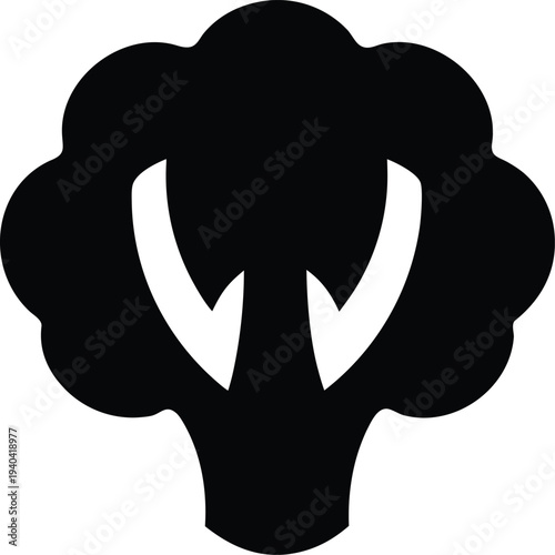 cabbage head silhouette vector illustration on transparent background