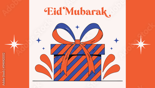 Eid Gift Box With Ribbon Vector Illustration