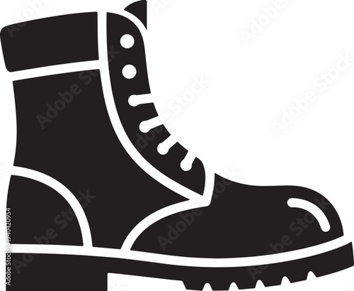 Highheeled work boot with thick sole and laces  side view