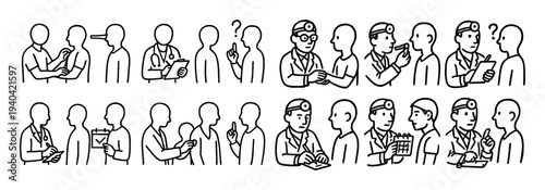 Medical icons with doctor patient clipboard outline