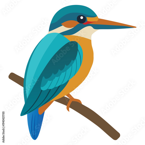Kingfisher Bird Perched on a Branch