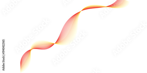 Abstract flowing wave line graphic element in gradient red and orange colors on a clean white background, ideal for modern design, presentation, or website decoration