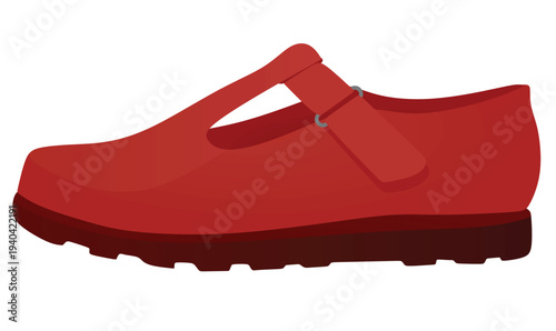 Red flat heel shoe. vector illustration