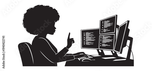 Programmer Silhouette Icon Set: Coding & Innovation