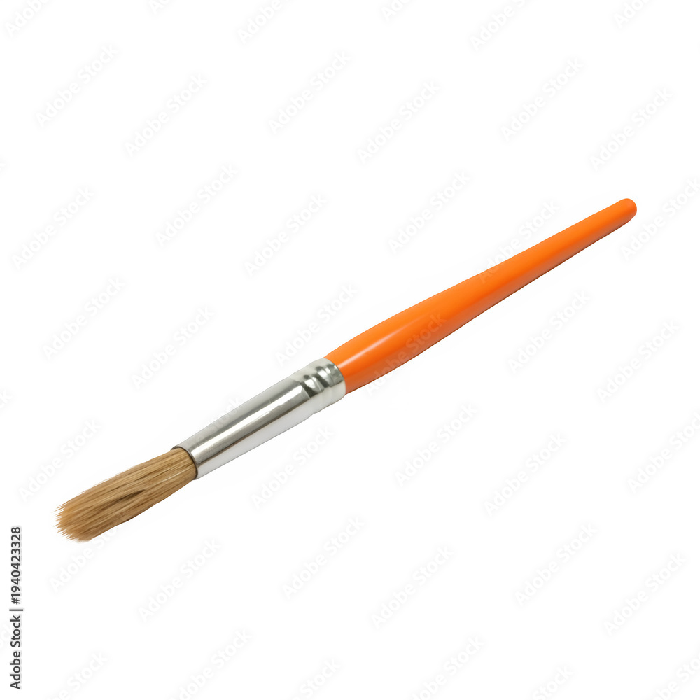 Fototapeta premium Paint brush with orange handle isolated on transparent background