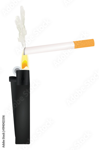 Cigarette plastic lighter. vector illustration