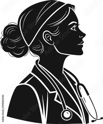 Vector illustration of female doctor or nurse profile
