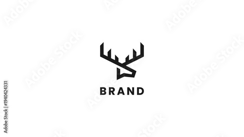 A sleek and contemporary line art illustration of a deer head featuring prominent antlers, embodying a minimalist aesthetic perfect for modern branding and business identity