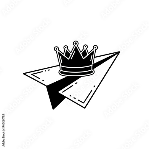 Paper Airplane with Crown: Symbol of Royal Travel, Leadership, and Success