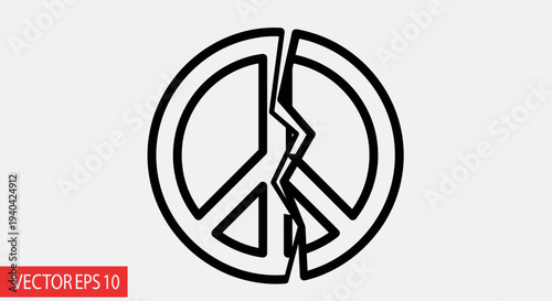 Broken Peace Symbol Vector Graphic.