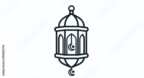 Islamic Lantern Illustration Simple Design.