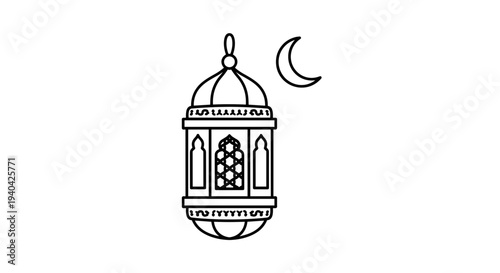 Islamic Lantern with Crescent Moon.