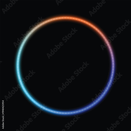 A dynamically glowing ring showcases a captivating spectrum of colors around its segmented form