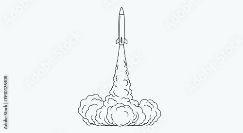 Rocket Launching into Space Illustration.