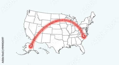 Route Map Across United States.