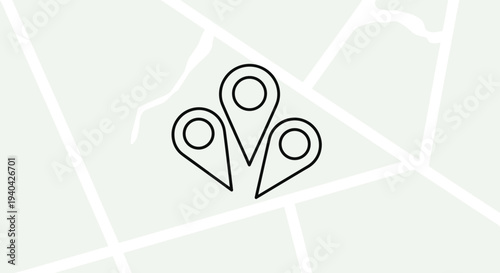 Three Map Location Pins Icon.