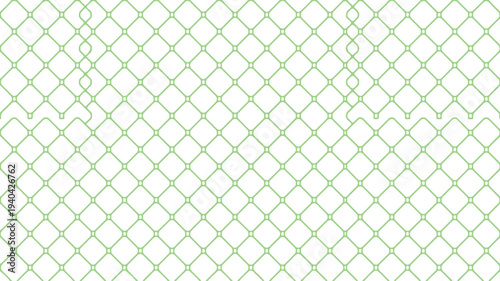 Green chain link fence pattern on white background for design and texture