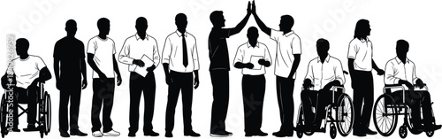 Diverse Group of People Including Individuals in Wheelchairs High Fiving untitled illustration