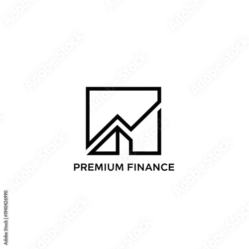 Premium Finance Logo: Abstract Growth Chart in Square Frame