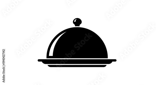 Restaurant Cloche Food Cover Icon, Catering Service Symbol, Fine Dining Presentation