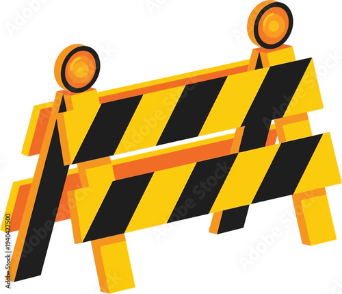 Construction Barrier with Caution Tape in Safety Zone
