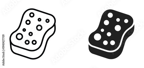 Cleaning, sponge icon set, household cleaning tools, hygiene and washing concept, simple editable vector illustration isolated on transparent background.