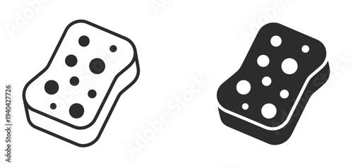 Cleaning, sponge vector icons, home and office cleaning supplies, dishwashing and scrubbing tool symbols, clean editable illustration.