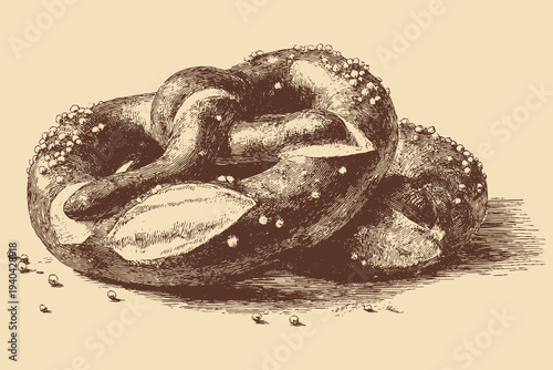 Knotted Pretzel illustration in a vintage style. This vector illustration can be used in any size you like for advertising, logos, and other work.