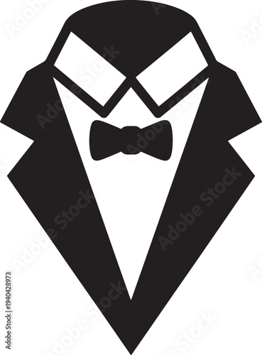 Formal tuxedo jacket with bow tie and open collar