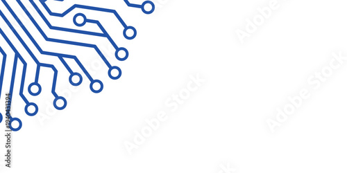 Abstract blue circuit board pattern corner design vector illustration