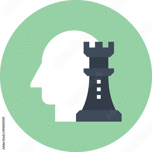 Modern strategic thinking flat line vector illustration icon design concept. Icon for mobile and web graphics. Flat symbol, logo creative concept. Simple and clean flat pictogram