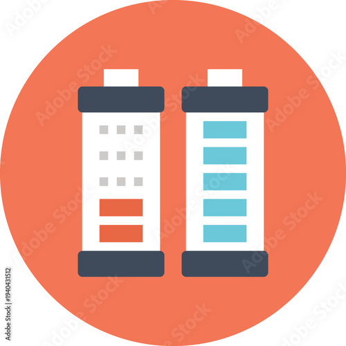 Modern rechargeable battery flat line vector illustration icon design concept. Icon for mobile and web graphics. Flat symbol, logo creative concept. Simple and clean flat pictogram