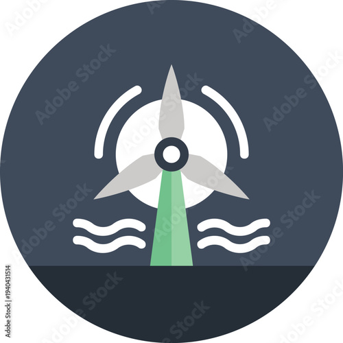 Modern wind turbine flat line vector illustration icon design concept. Icon for mobile and web graphics. Flat symbol, logo creative concept. Simple and clean flat pictogram