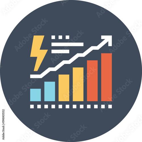 Canvas-taulu Modern energy consumption flat line vector illustration icon design concept